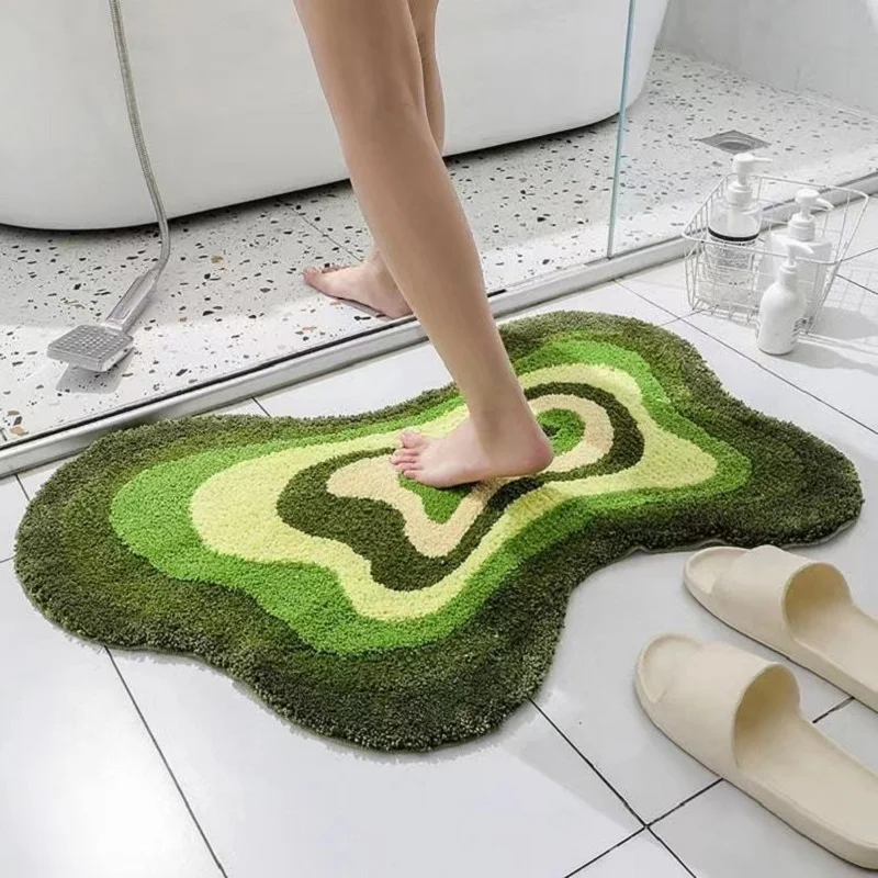 

Green Bath Mat Cartoon Cute Bathroom Rugs Shower Non-slip Water Absorbent Comfortable Microfiber Bathtub Floor Carpet Home Decor