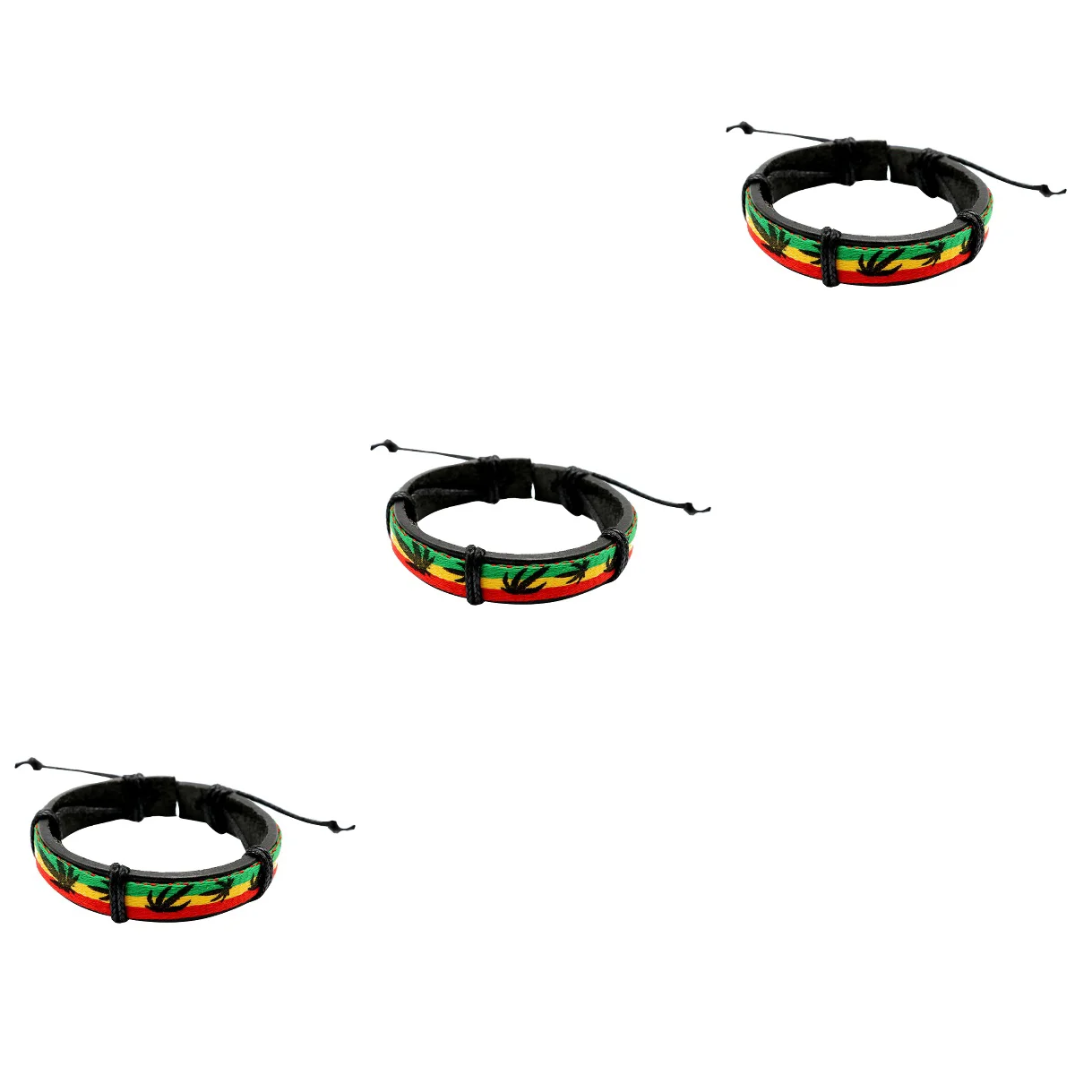 

3 pcs Jamaica Ethnic Style Bracelet Colorful Hand Strap Man Tricolor Wristband