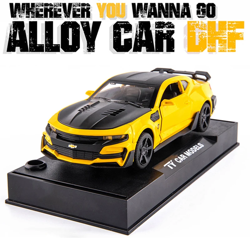 

1:32 For Camaro Car Model Simulation Racing Cars Diecasts Sound And Light Pull Back Alloy Collection Ornament Toys For Kids Gift