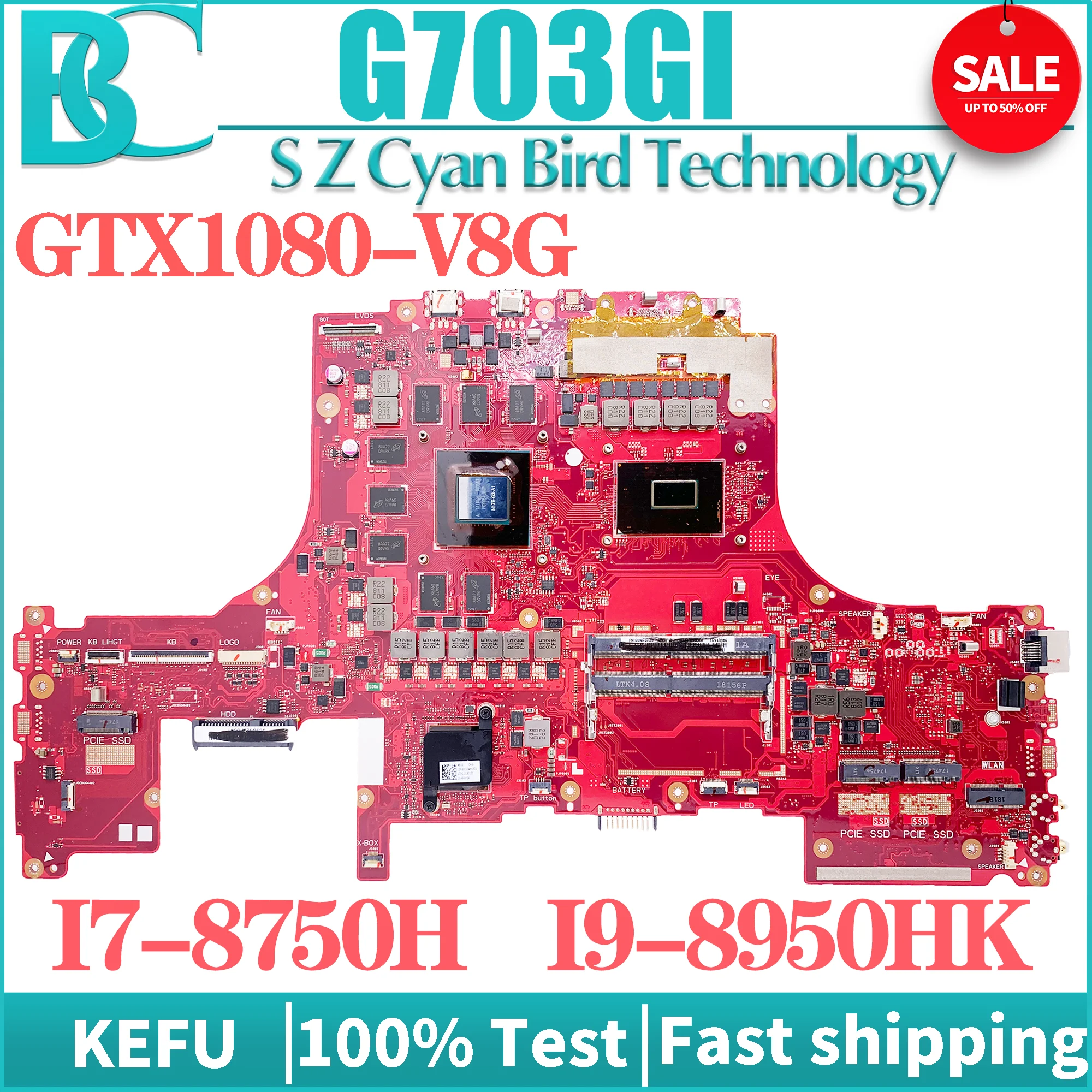 

Оригинальная материнская плата KEFU G7BI для ASUS ROG G703GI G7BS G7CX G7CXR G703GS G703GX, материнская плата для ноутбука I7 I9 8-го поколения GTX1080/8G