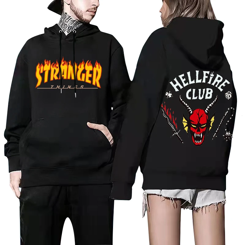 

Stranger Things Season 4 Oversized Sweatshirt Men Women Hoodies Harajuku Pullover Drawstring Hoodies Hellfire Club Hoodies Tops