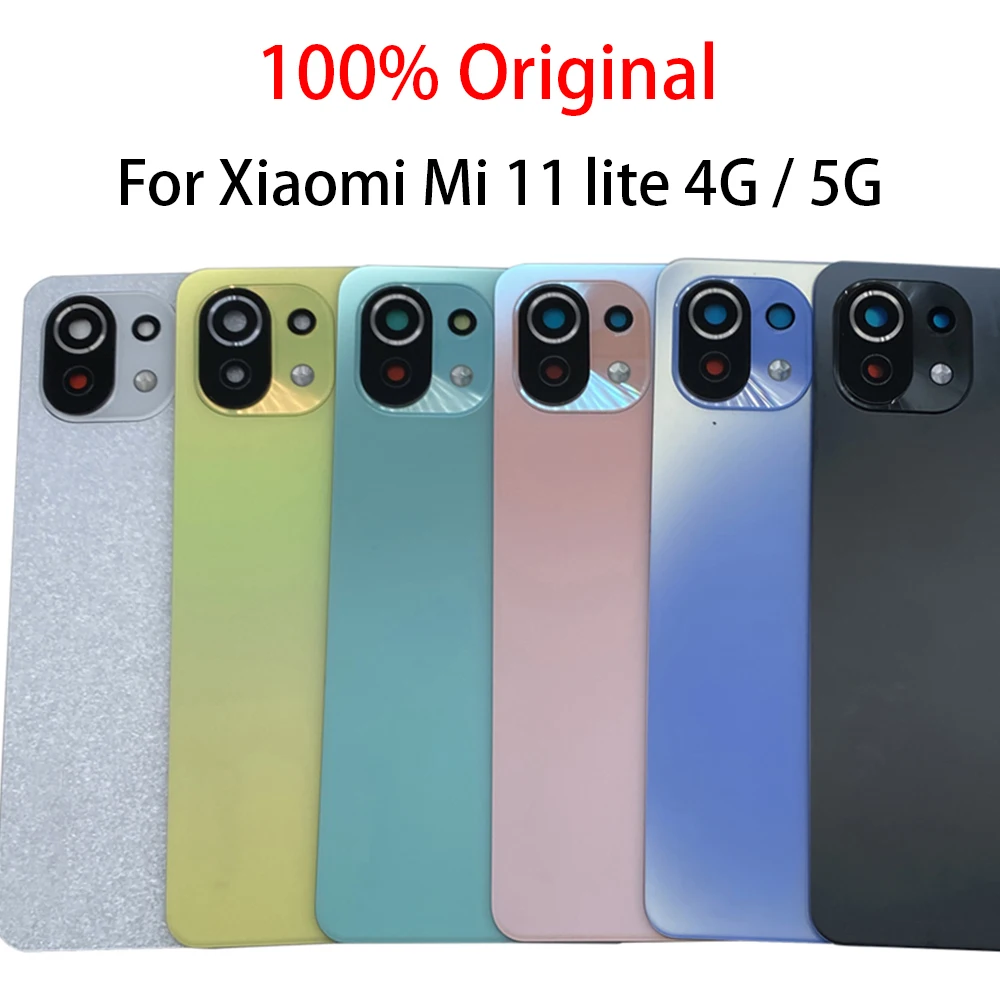 

100% Original For Xiaomi Mi 11 Lite 4G 5G Back Cover Glass Battery Cover Housing Door Cases Mi11 With Camera Lens Replacement