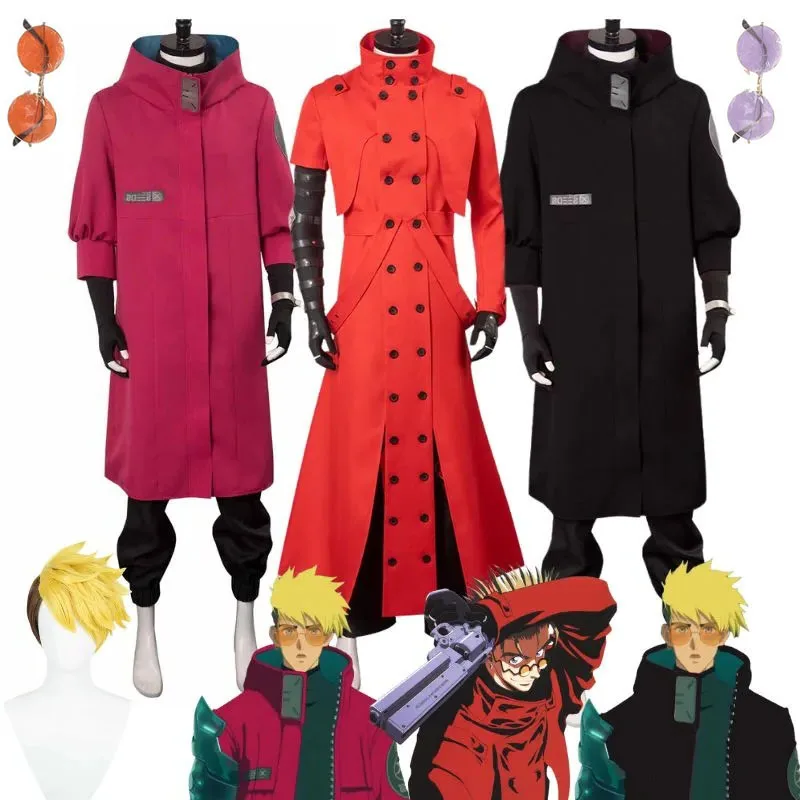 

Anime Trigun Vash the Stampede Cosplay Wig Costume Men Coat Uniform Jacket Pants Outfit Halloween Carnival Party Disguise Suit