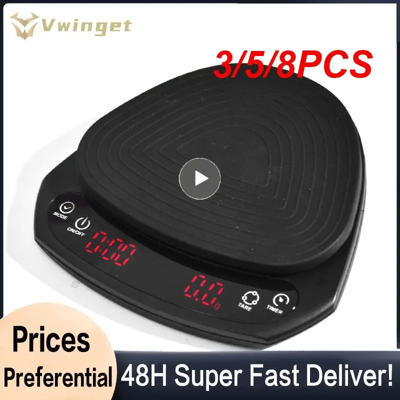 

3/5/8PCS LED Digital Coffee Scale With Timer Anti-slip Hand Brewed Electronic Scale Automatic Timing Barista Tools Accurate To