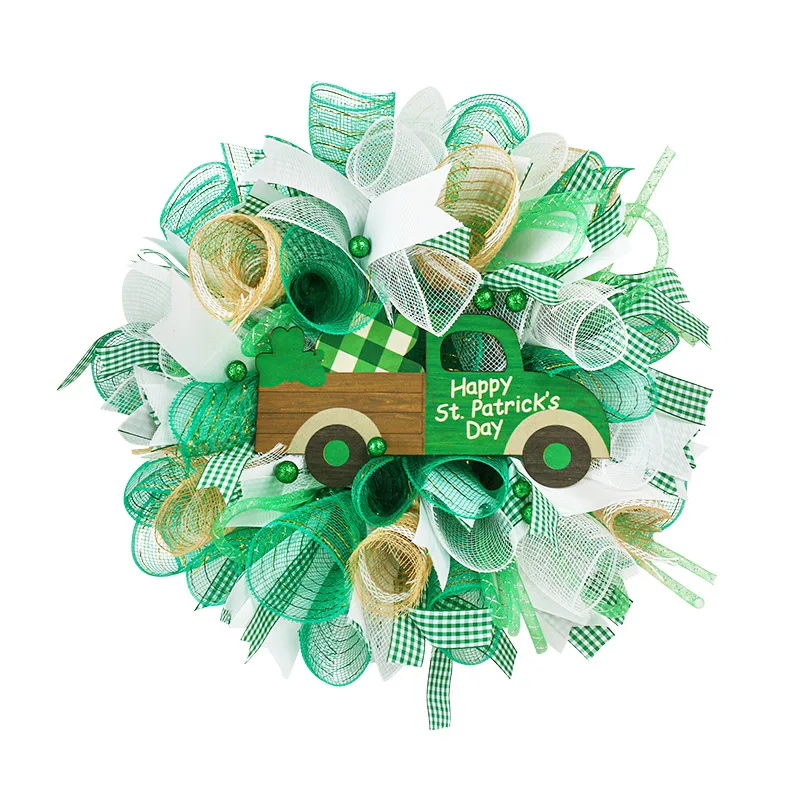 

Irish Day Wreath St. Patrick's Day Green Wreath Artificial Wreath Ornament Wreath Wall Hanging Ornament Patrick's Day Door