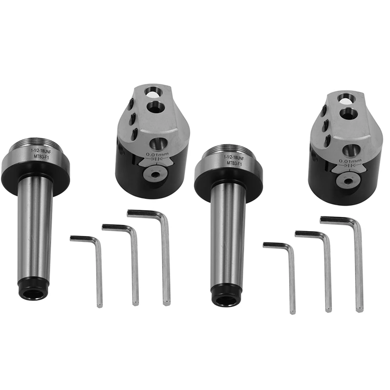 

2 Set 50Mm Mt3-M12 Universal Usage Boring Head With Morse Taper Shank For Lathe Milling Tool