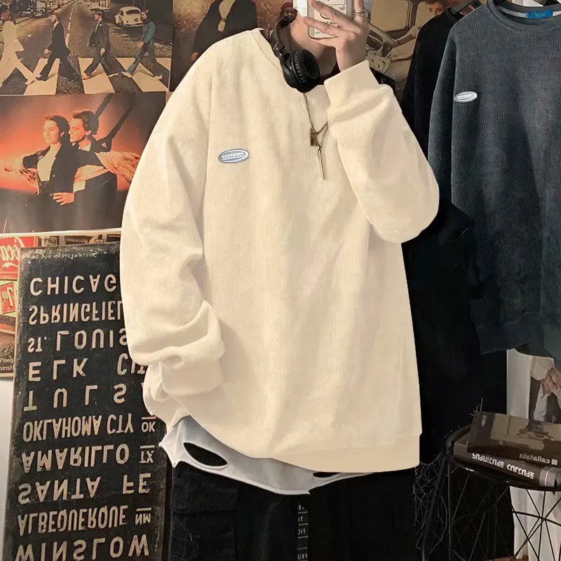 Свитшот мужской вельветовый модная универсальная Свободная Повседневная