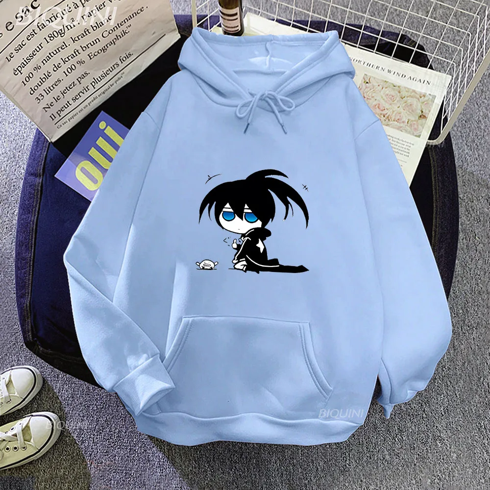 

Black Rock Shooter Hoodies Women Anime Character Clothes Fashion Hooded Sweatshirts Harajuku Pullovers Casual Long Sleeve Tops