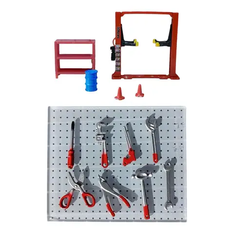 1/64 Диорама Автомобильный гаражный подъемник Портальный реалистичная мебель Инструменты для авторемонта Инструмент для обслуживания Сцена Модель Масло Ведро Контейнер Инструмент
