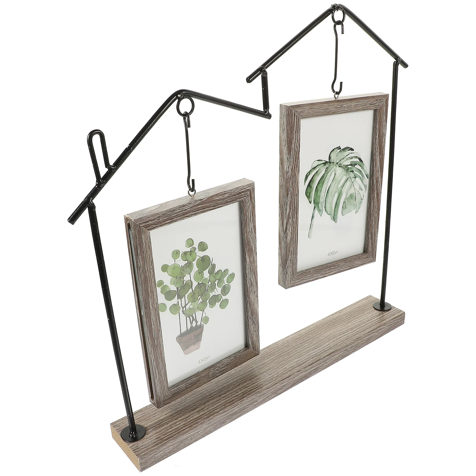 

Frame Photo Picture Frames Display Tabletop Iron House Shaped Decorative Shadow Box Wood Wedding Rustic Desk Specimen Family