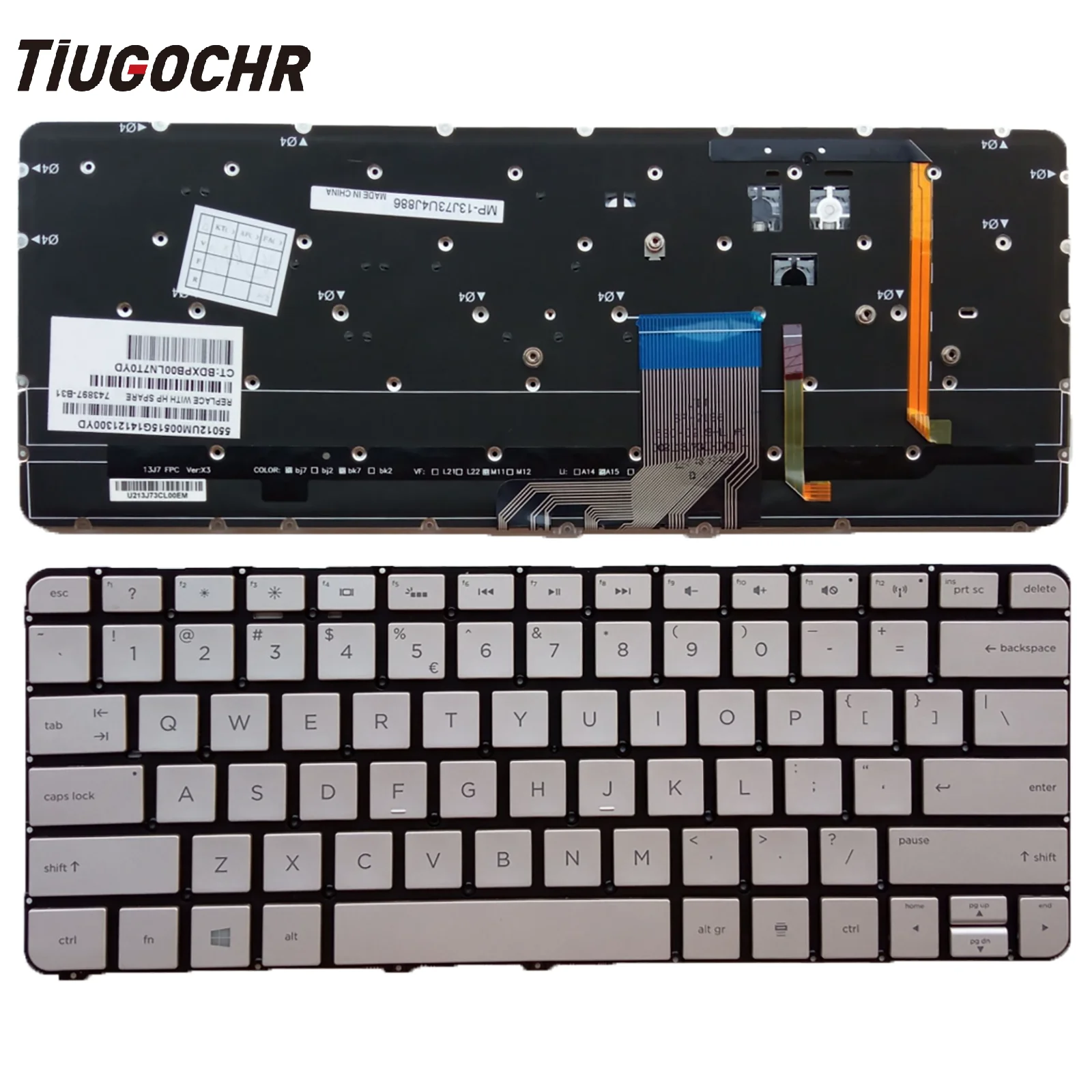 

US Laptop keyboard HP Spectre XT 13-3000 13-3000ea 13-3000eb Silver Backlight