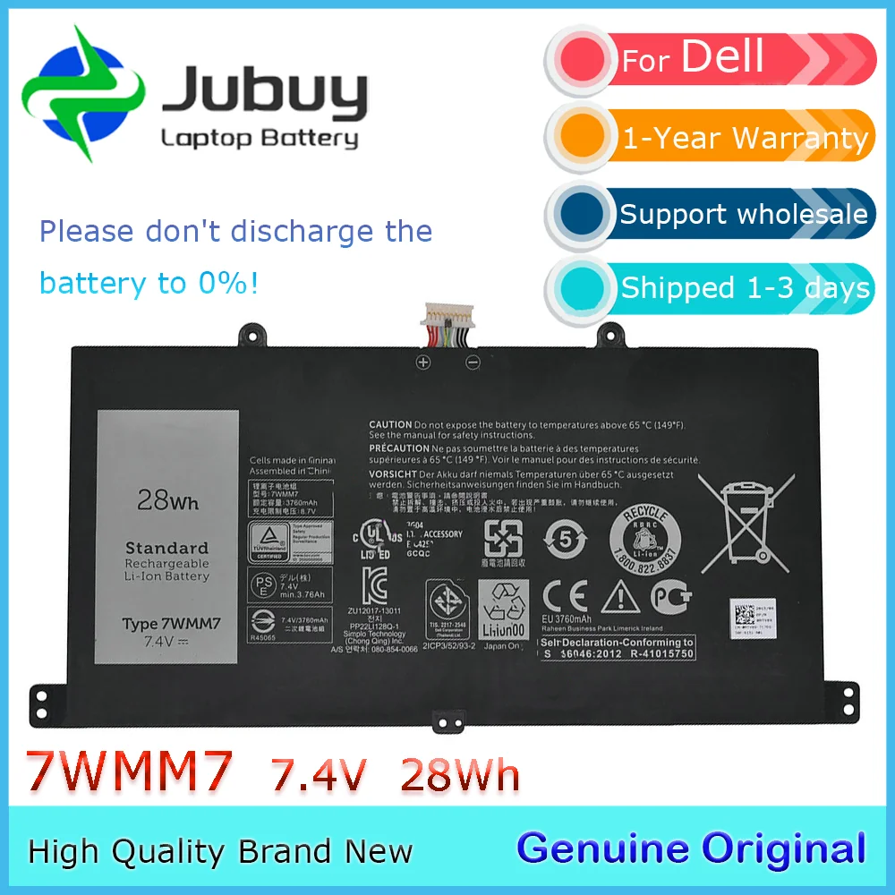 Оригинальный аккумулятор для ноутбука 7WMM7 7 4 В 28 Втч док-станции Dell Venue 11 Pro D1R74 DL