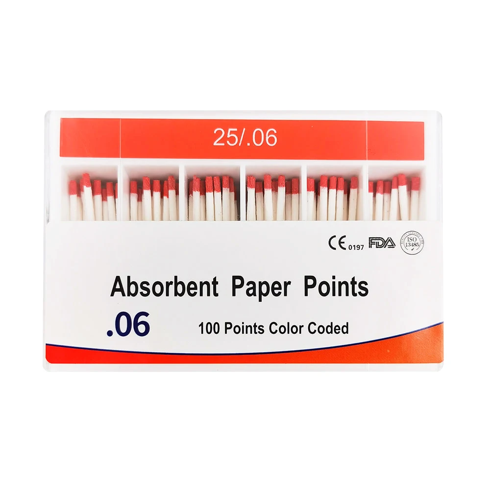 

0.06 Taper Dental Absorbent Paper Points 20# 25# 30# 35# 40# Gutta Percha Root Canal Absorption Pure Cotton Dental Gutta Points