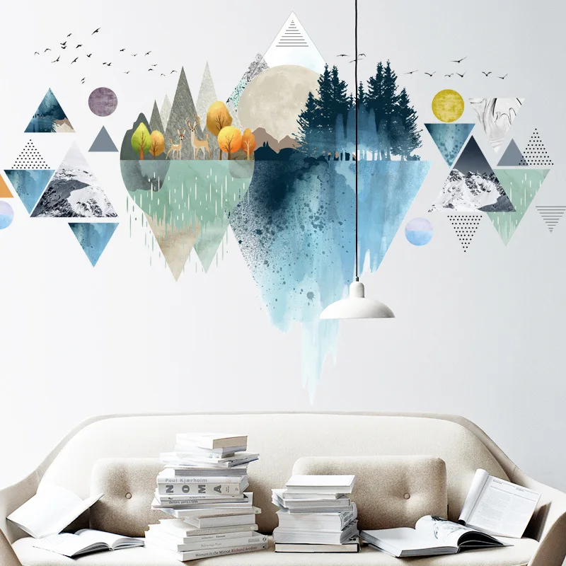 

Nordic Triangle Mountain Wall stickers | Creative DIY Home Decor Living Room Bedroom Art Wall Sticker Self Adhesive Posters