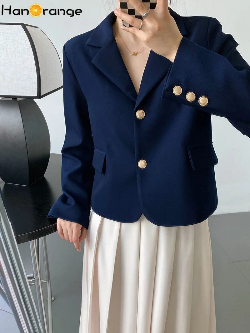 

HanOrange Cropped Blazer Jacket Women Short Suit Jacket Women 2022 Spring Fashion Temperament Short Blazer Outfit