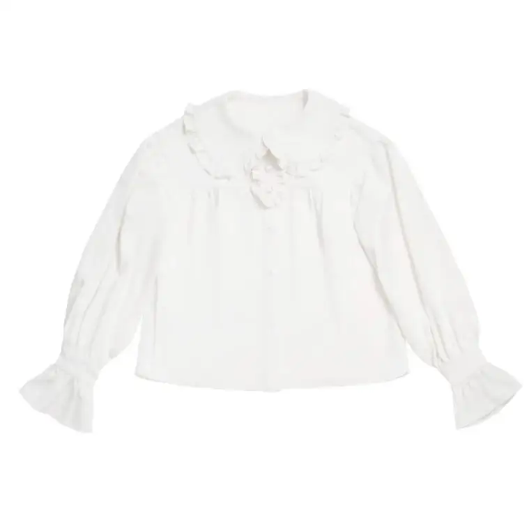 Japanese Style Gothic Lolita Sets Girly Sweet Kawaii Bow Tulle Patchwork Shorts Pants White Blouse Women Cute Outfits