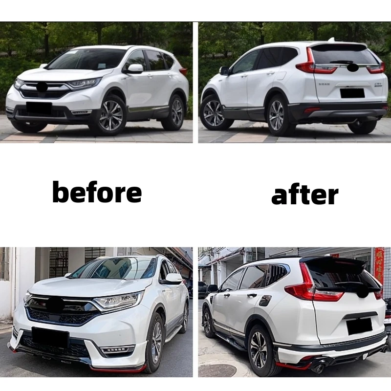 Фото Комплект кузова для Honda CRV 2017-2020, модифицированная спортивная передняя губа, задняя губа с подсветкой, неокрашенный автомобильный спойлер, аксессуары №4