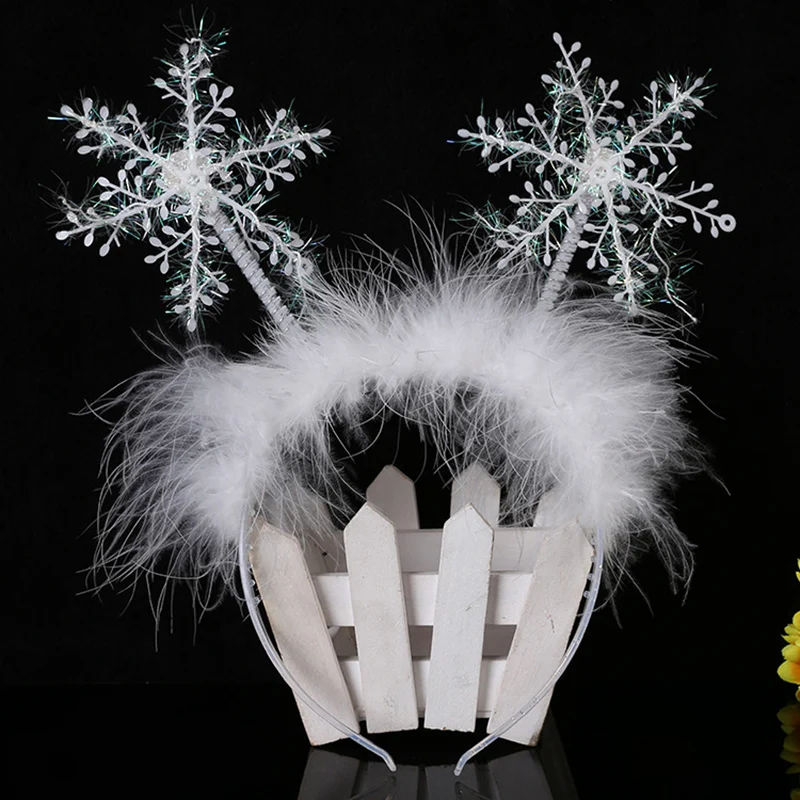 

1 Piece Snowflake Headband Feather Hair Band Christmas Hair Hoop Snowflake Feather Headband Christmas Exquisite Hair Accessories