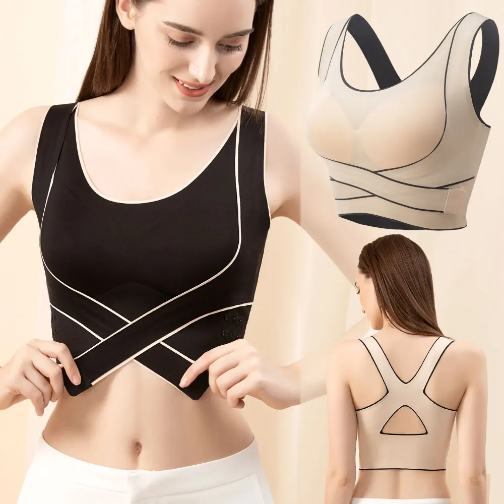 

Women Push Up Bra Plus Size Correction Bras Seamless Wireless Bralette Sports Brassiere Fitness Vest Crop Top Female Underwear