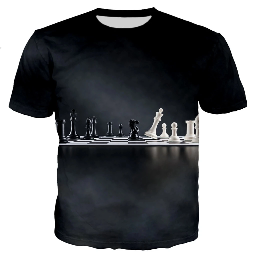 

Летняя мужская футболка, шахматы, 3D печать, футболка, открытка, одежда для активного отдыха, шахматная футболка с круглым вырезом, дышащая