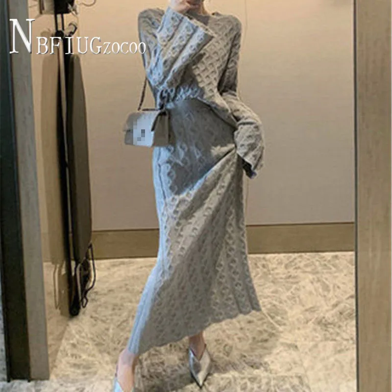 

Однотонный комплект из 2 предметов, свитер с круглым вырезом и облегающая юбка, комплект из двух предметов