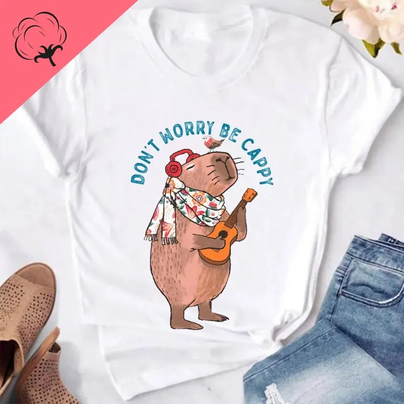 Женские футболки Не волнуйтесь будьте спокойствие милая футболка с мультяшным