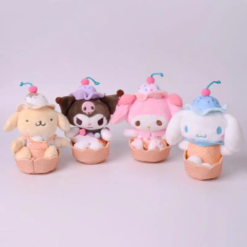 

Sanrios My Melody Kuromi Cinnamoroll мультфильм кавайное мороженое конус плюшевый креативный фотографический подарок для девочки на день рождения