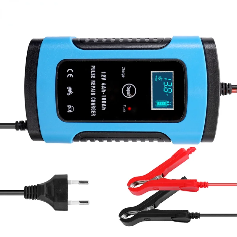 12V 6A Full Automatic Car Battery Charger Power Pulse Repair Chargers Wet Dry Lead Acid Battery-chargers Digital LCD Display