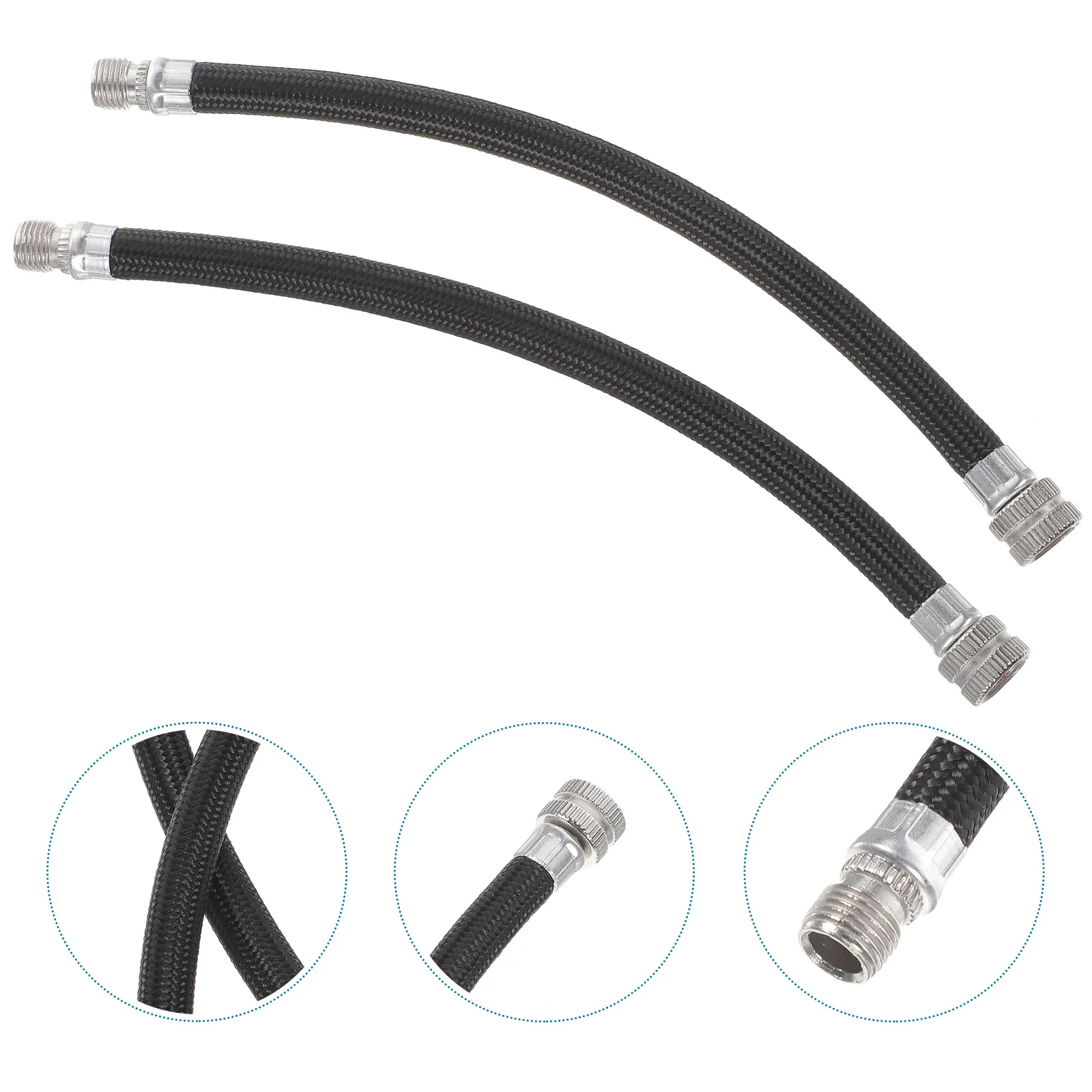 

2Pcs Pump Extension Hose Inflator Tube Pipe Cord for Schrader (Black)