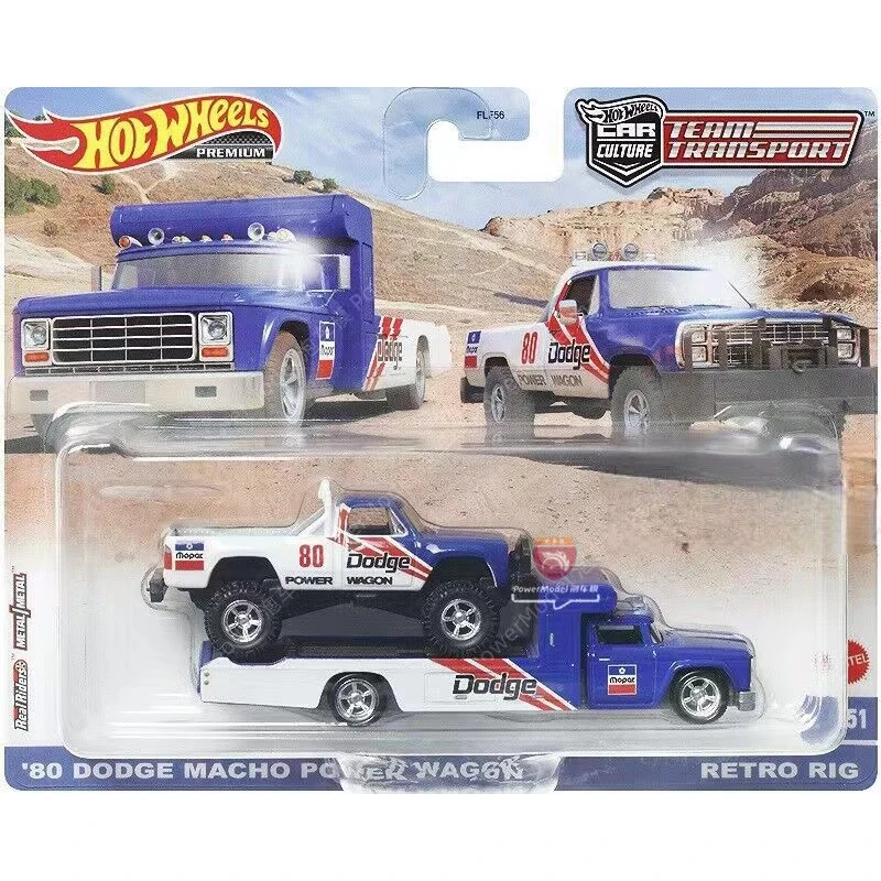 Hot Wheels 1:64 Team Transport Cars 80 DODGE MACHO POWER WAGON RETRO RIG Металлическая литая под давлением модель