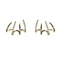 claw earrings for women ear piercing studs shiny crystal cuff silver needle