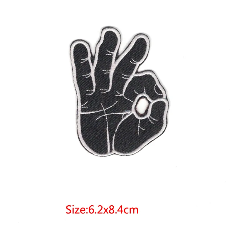 Панк Череп вертикальный средний палец чёрный белый череп нашивки на пальцы