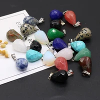 4pcs random natural stone pendant drop shaped faceted pendant for jewelry making diy bracelet necklace earrings accessory