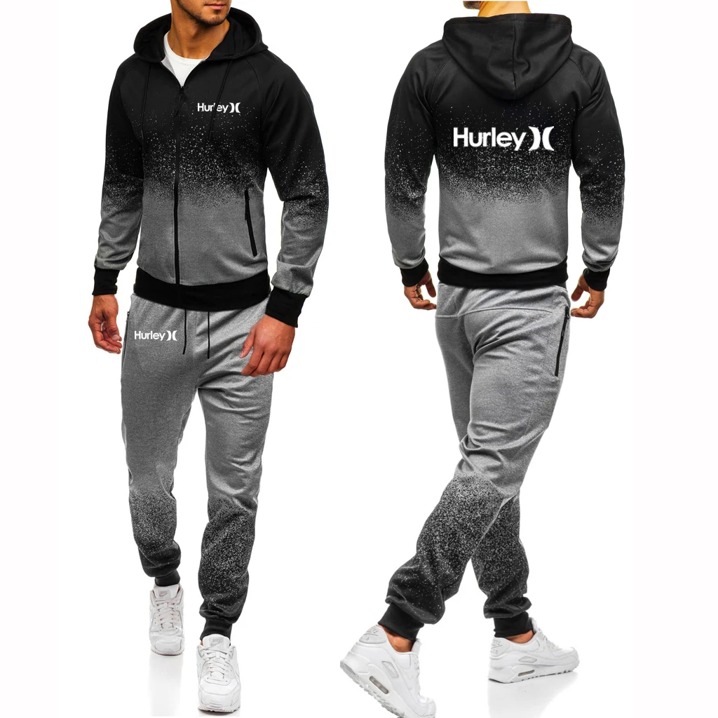 

2023 Spring and Autumn New Harajuku Printing Trend Sportswear Men Cardigan Elastic Comfortable Casual Hoodie Gradient Suit