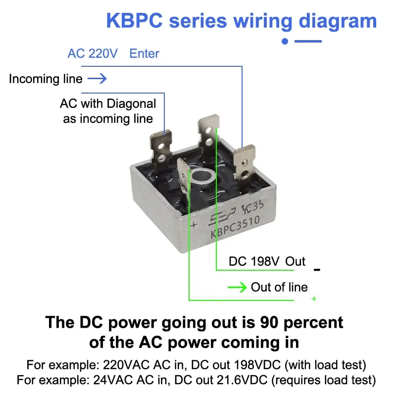 

2 шт., однофазный выпрямитель KBPC 3510, оригинальный выпрямитель моста с интегральной схемой
