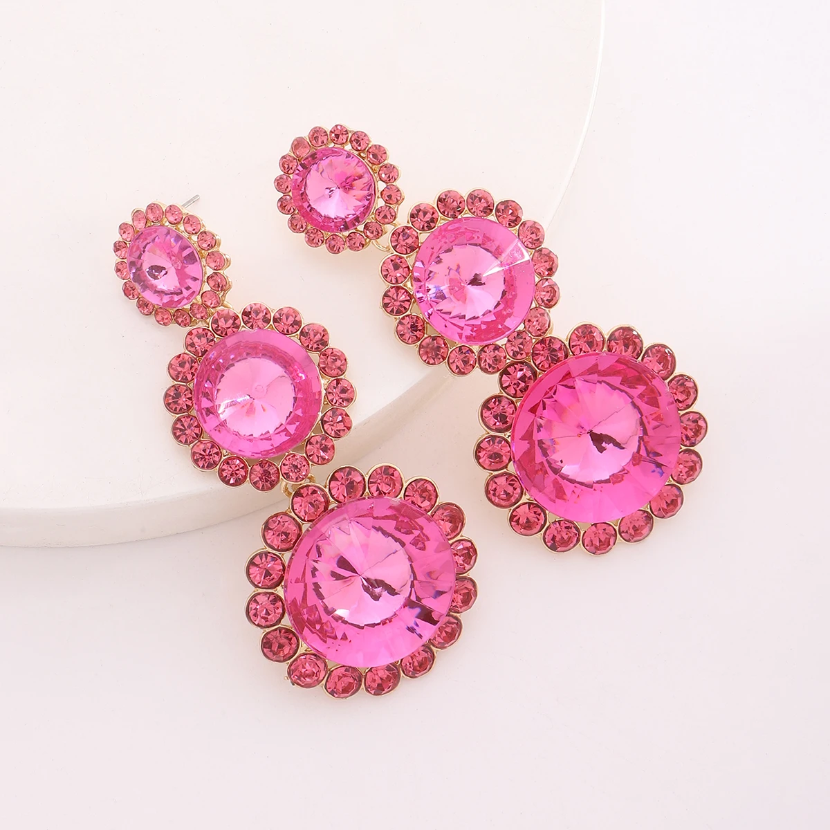 Крупные геометрические висячие серьги Dvacaman Многослойные Круглые разноцветные