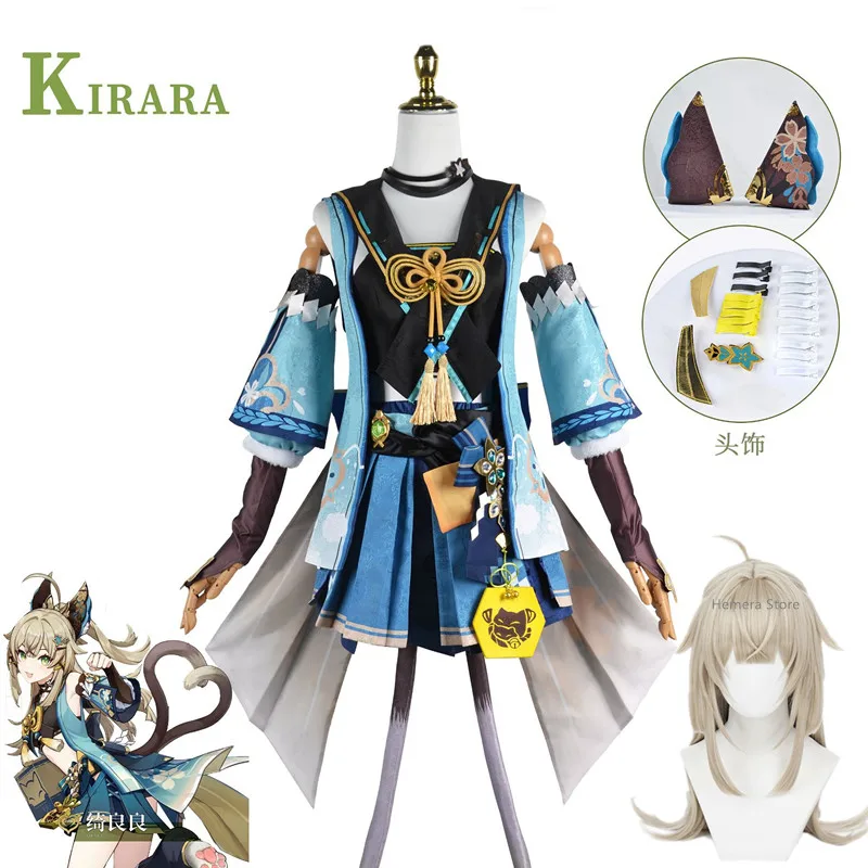 

Kirara Cosplay Game Genshin Impact Cosplay Costume Cat Women Combat Uniform Kirara Wig Tails Halloween Women Cosplay Costume