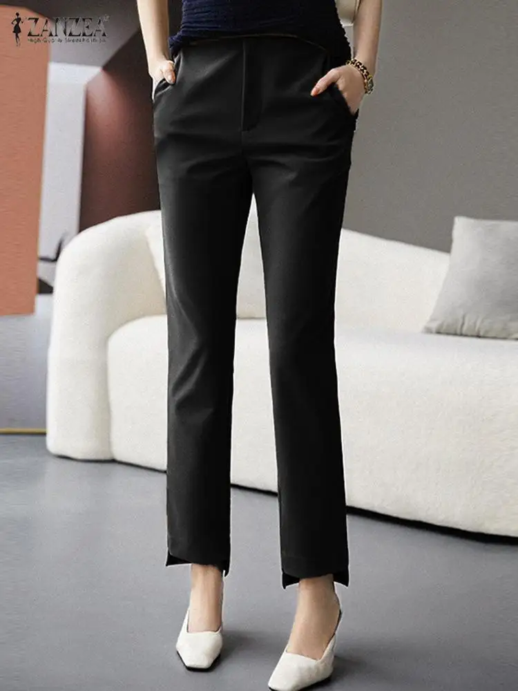 

Модные однотонные длинные брюки-карандаш с высокой талией 2022 ZANZEA женские элегантные офисные брюки осенние дамские повседневные брюки-султ...