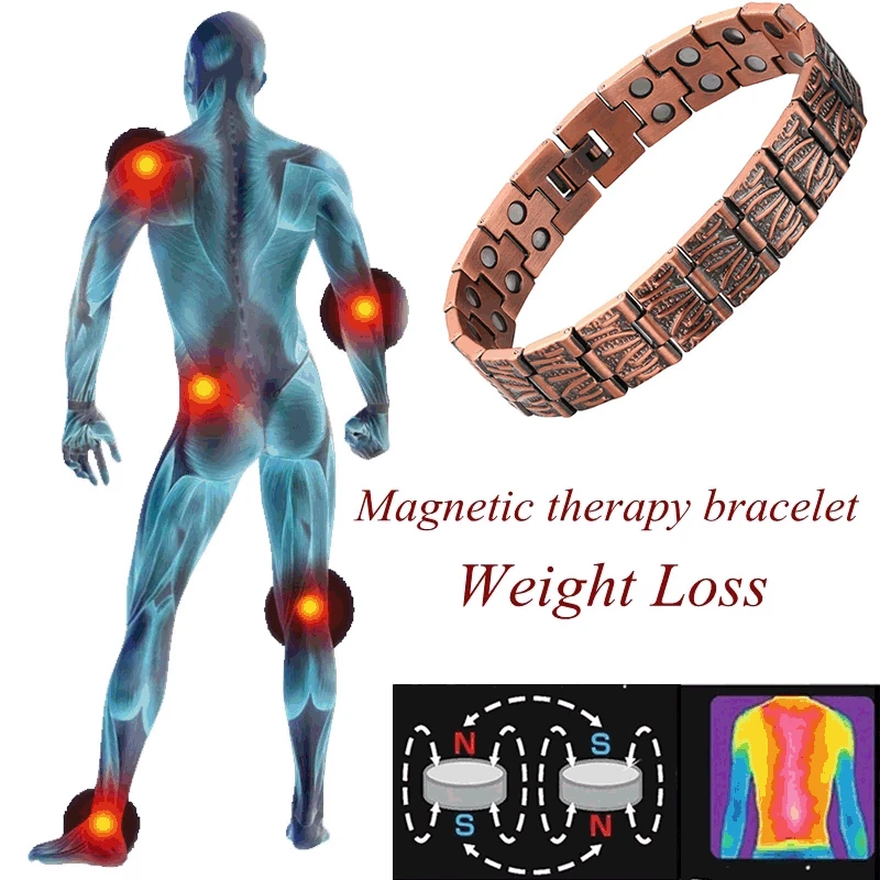 

Red Copper Magnetic Bracelet for Men Women Double Row Magnet Healthy Energy Bracelets & Bangles Luxury Mens Jewellery