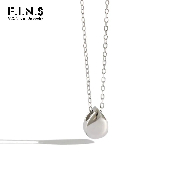 

F.I.N.S Minimalist Jewelry S925 Sterling Silver Water Drop Pendant Necklace Korean Fashion Necklace Women 925 Women's Pendants