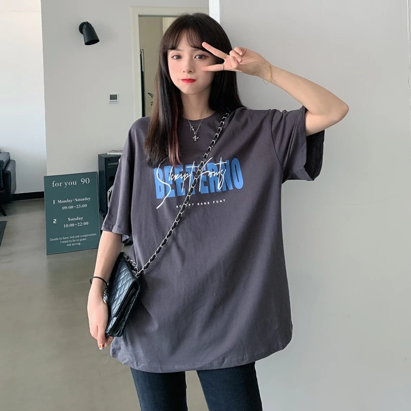 

Summer Fashion 2022 Letter Woman T Shirts O Neck Short Sleeve Print Tops Casual Student Clothes Korean Street Ladies Tees New