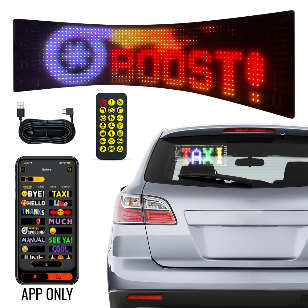 Прокручивающийся флэш-знак для автомобиля гибкий RGB приложение Bluetooth анимация