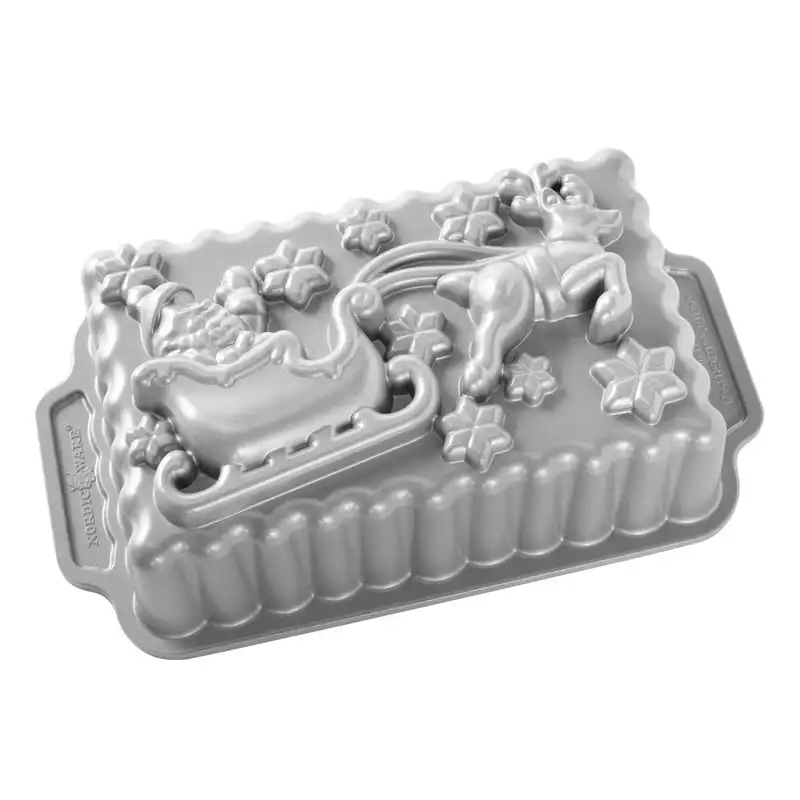 

Sleigh Loaf Pan, Cast Aluminum, 8" x 5" x 3", 6 Cup Capacity, Silver