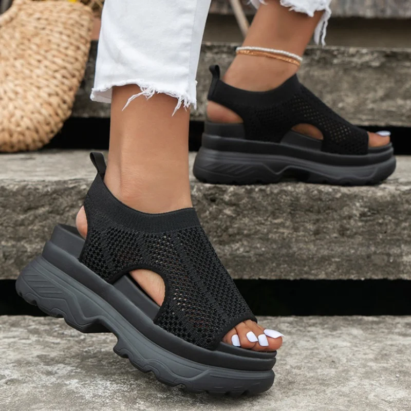 

Women's Open Toe Platform Sandals 2023 Summer Breathable Mesh Wedge Sandals for Women Outdoor Plus Size 43 Casual Ladies Shoes