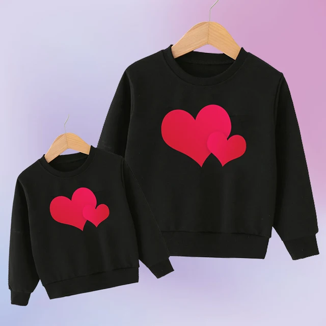 Mommy And Daughter Matching Clothes Mother Kids Funny Love Shirts Mom And Baby Sweater Women Little Girl Pullover Family Look 1
