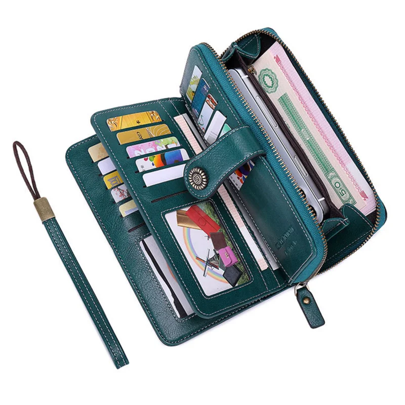 

High Quality Women Wallet RFID Anti-theft Leather Wallets For Woman Long Zipper Large Ladies Clutch Bag Female Purse Card Holder