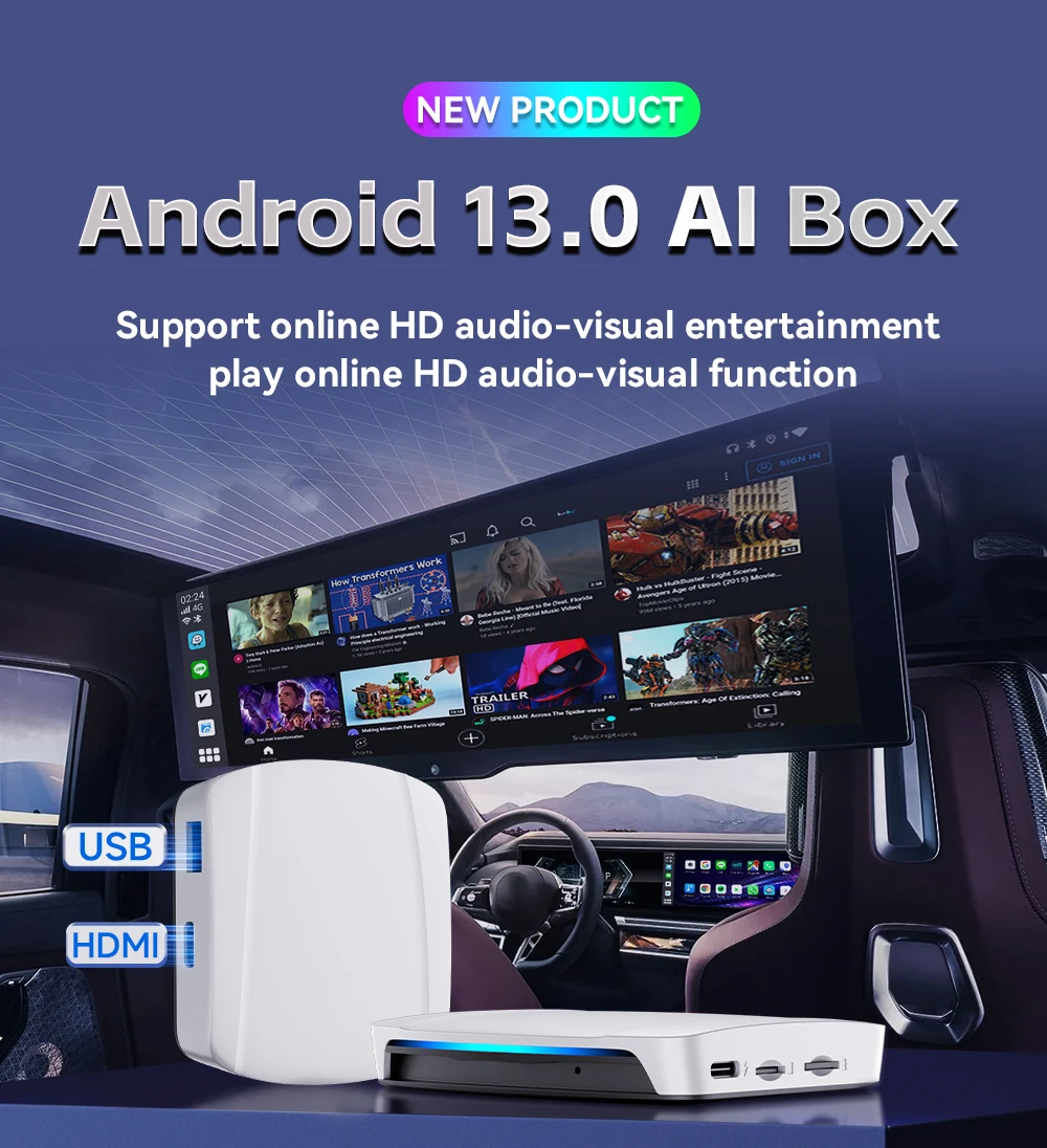 Binize CarPlay Ai Box HDMI Wireless Android Auto Разделенный экран 13.0 Qualcomm SDM660 8-ядерный 8G + 128G