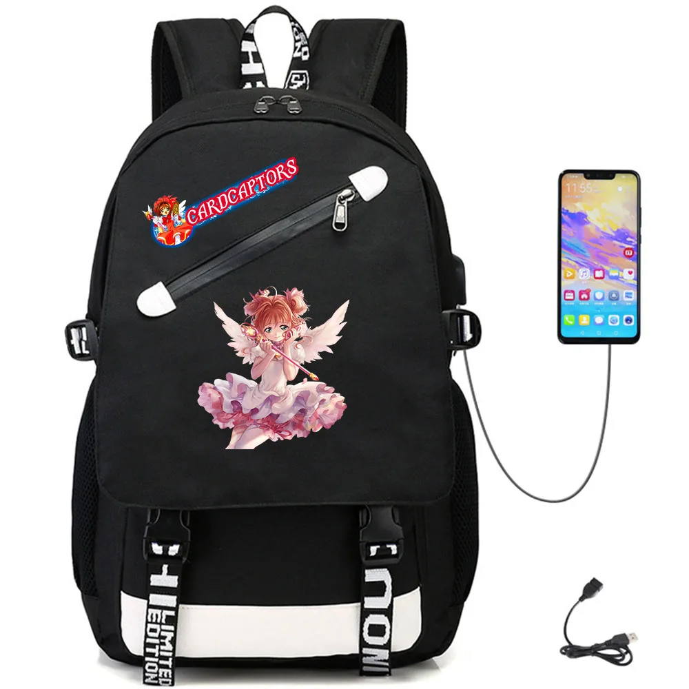 

Mochila Card Captor Sakura Backpack USB Charging Rucksack Boys Girls School Bag Bookbag Women Knapsack Schoolbag Laptop Bolsas