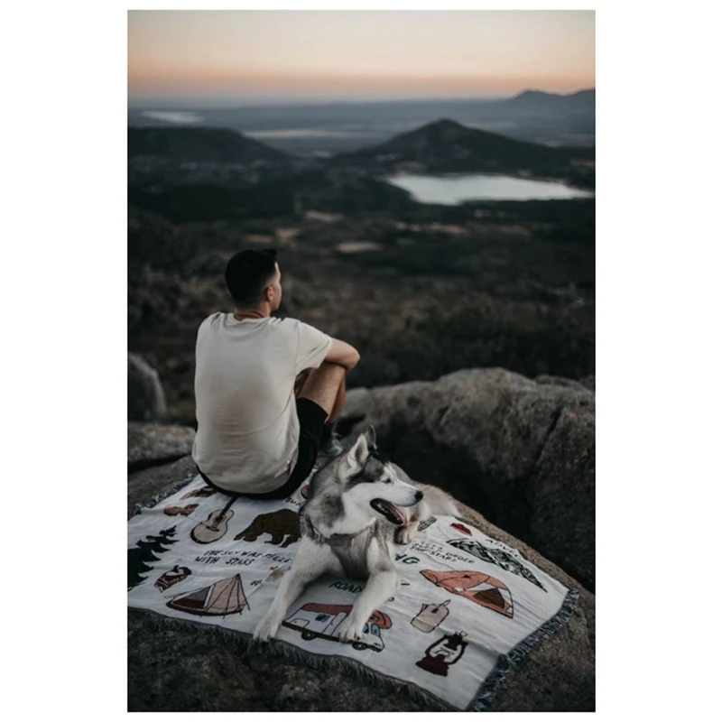 1 шт. декоративное одеяло для кемпинга американское винтажное дивана полиэстер