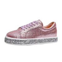 fashion women glitter sneakers casual mesh lace up bling platform thick sole comfortable vulcanize shoes slip on driving loafer